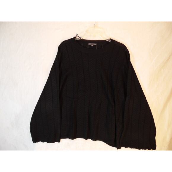 Adrianna Papell Sweater 2XL Black Pointelle Stitch scallop-cuffed bell‎ sleeve - Picture 11 of 11